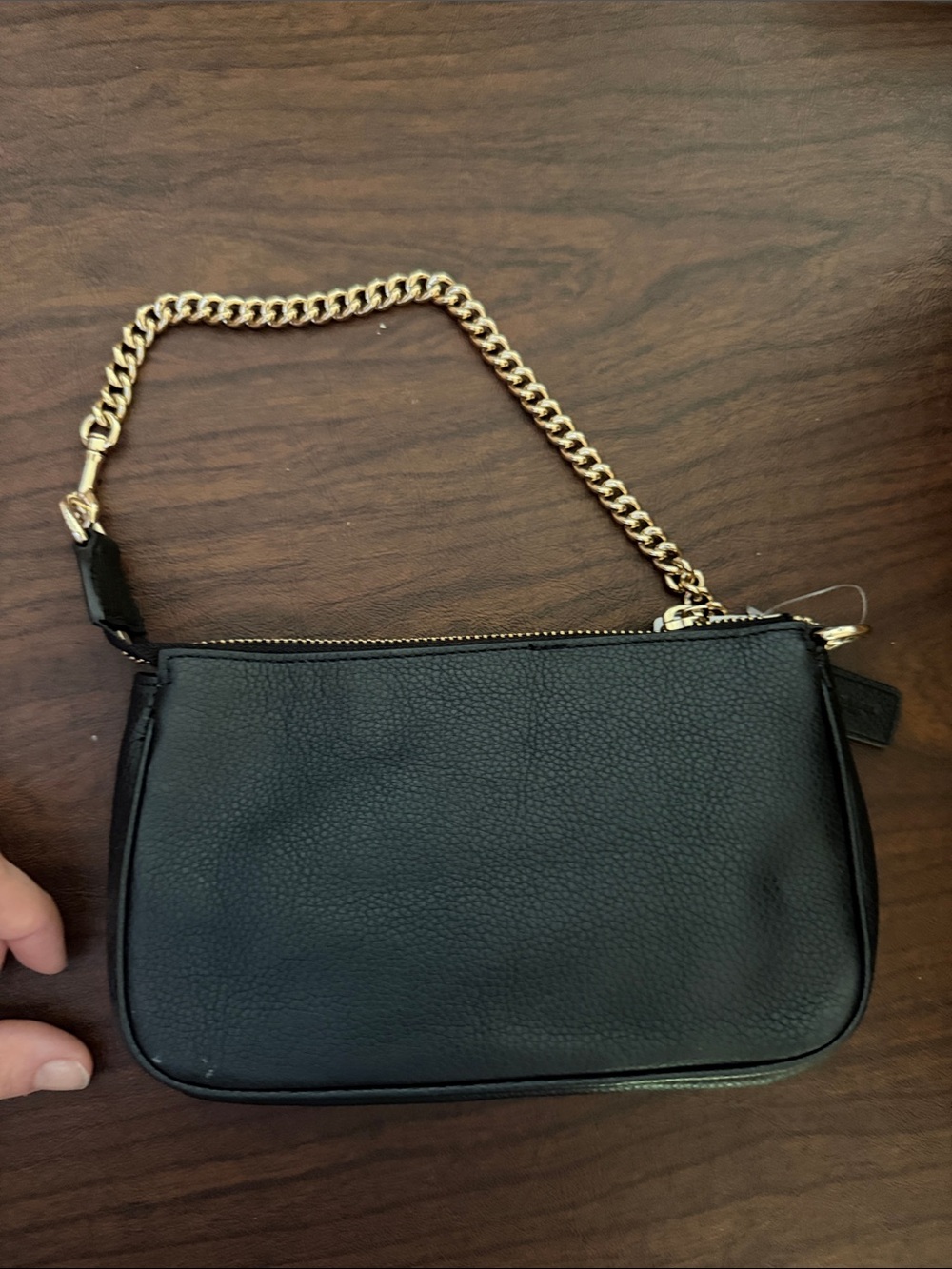 Coach Black Pebbled Leather Small Date Night Shoulder Bag with Gold Chain - Picture 3 of 7